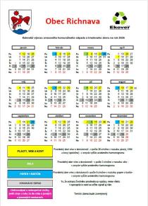 Kalendár vývozu komunálneho odpadu 2026 Kalendár vývozu komunálneho odpadu 2026